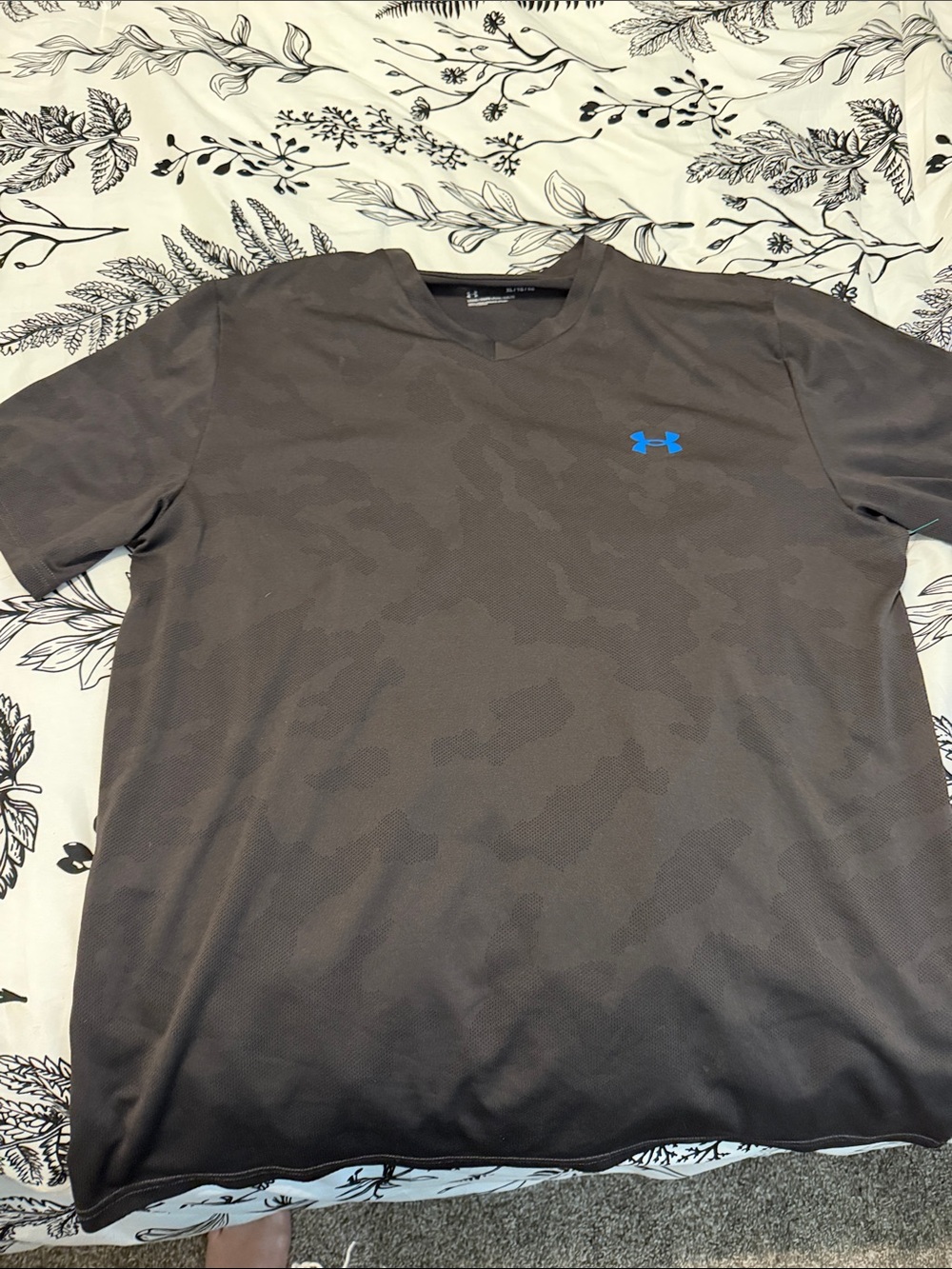 Under Armour Men’s Black V-Neck Performance Tee with Blue Logo